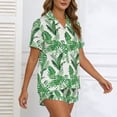 thumbnail image 1 of Vibrex Plus Size Pajama Sets for Women,Women’s Fashion Print Lapel Button Drawstring Short Sleeves And Shorts Pajama Sets Pajamas Set Oversized 2 Piece Outfits, 1 of 5