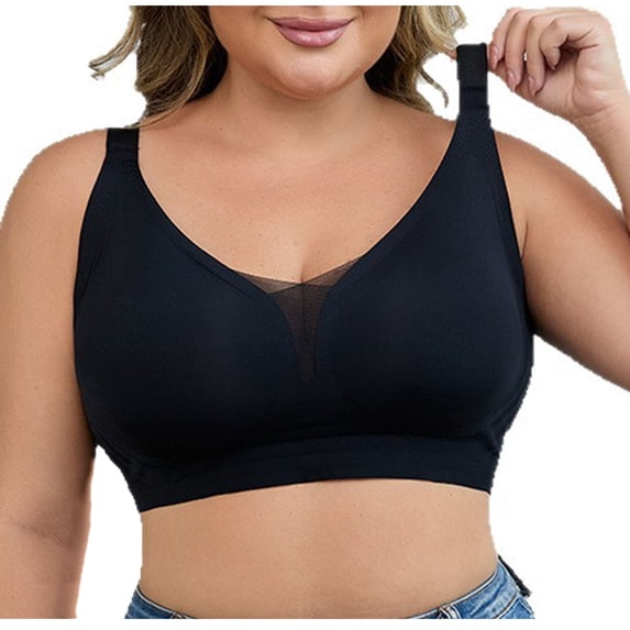 Vibrex Plus Size Women Wirefree Bras for Women Full Coverage No Underwire Everyday Bras Comfortable Solid Daily Bra