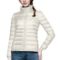 thumbnail image 1 of Vibrex Puffer Jacket Long Sleeve Stand Collar Zip Up Quilted Down Coat Winter Warm Jacket with Pockets Fall Lightweight Plus Size Tops Solid Color Soft Warm Quilted Lightweight Puffer Jacket, 1 of 6