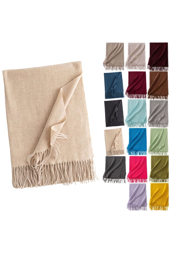 Solid Color Lightweight Women Fleece Feel Scarf Soft Warm Winter Scarf for Cold Weather Blanket Scarves Pashmina Shawl Wrap Winter Accessories for Women Thin Comfortable Neck Scarves