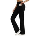thumbnail image 1 of Vibrex Straight Leg Pants for Women High Waisted Athletic Workout Yoga Pants Women Wide Leg Sweatpants Fashion Solid Color Pockets Elastic Waist Trousers, 1 of 7