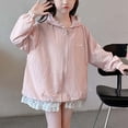 thumbnail image 1 of Vibrex Summer Gradient Color Casual Sun Protection Jacket Medium and Large Children's Thin Jacket Long Sleeve Hooded Top Suitable For Travel, Vacation, Summer Outdoor Activities_Pink_14-15 Years, 1 of 6