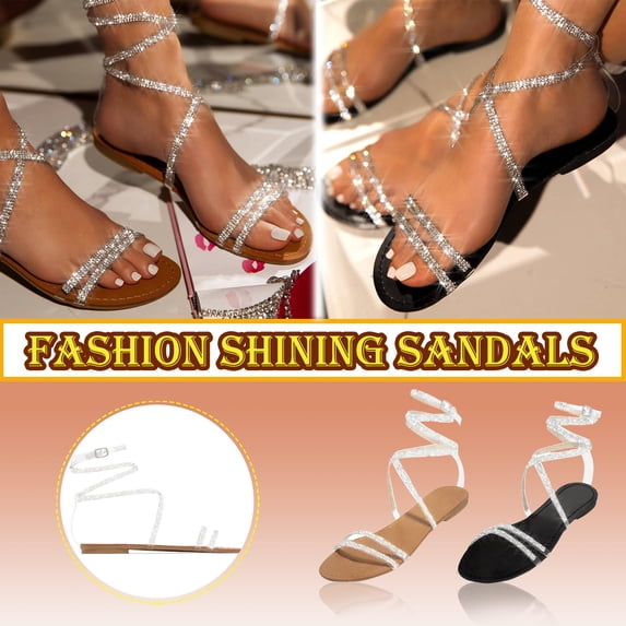 Vibrex Summer Women Ladies Fashion Casual Flat Retro Slippers Crystal Shoes Sandals Women's Sandals Perfect For Travel,Daily,Vacations,Part,Dates,Work_Khaki_9