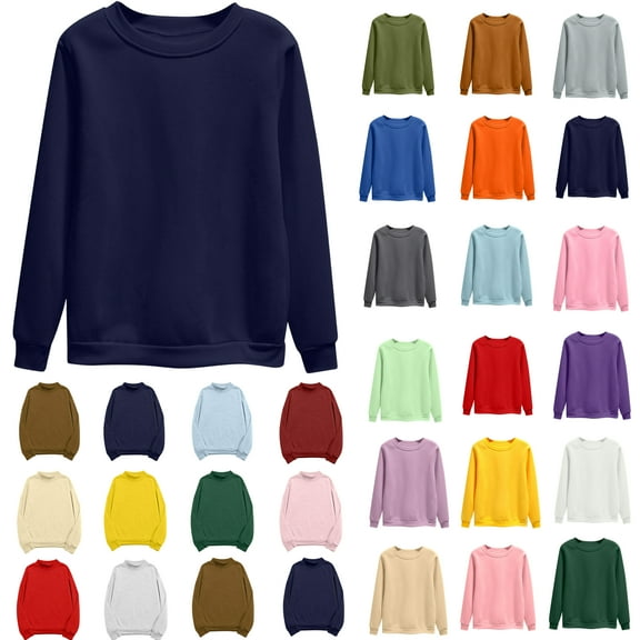 Vibrex Sweatshirts for Women Plus Size,Women's Oversized Round Neck Sweatshirts Long Sleeve Turtleneck Velvet Sweatshirt 01-Navy_2XL