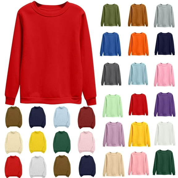 Vibrex Sweatshirts for Women Plus Size,Women's Oversized Round Neck Sweatshirts Long Sleeve Turtleneck Velvet Sweatshirt 01-Red_2XL