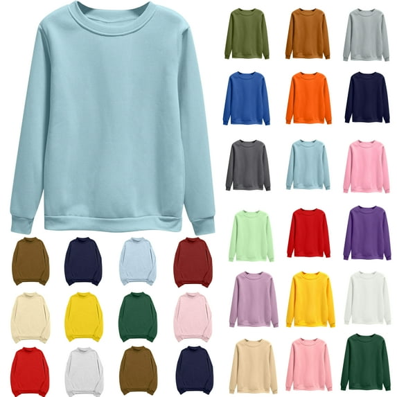 Vibrex Sweatshirts for Women Plus Size,Women's Oversized Round Neck Sweatshirts Long Sleeve Turtleneck Velvet Sweatshirt 01-Sky Blue_XL