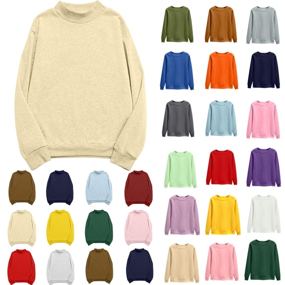 Vibrex Sweatshirts for Women Plus Size,Women's Oversized Round Neck Sweatshirts Long Sleeve Turtleneck Velvet Sweatshirt 02-Beige_L