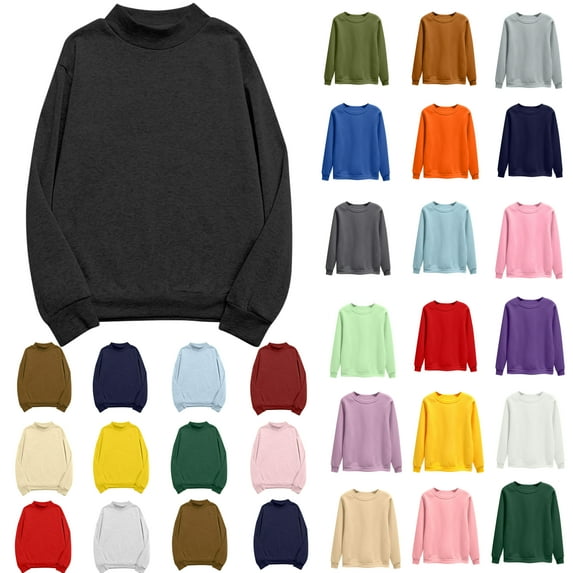 Vibrex Sweatshirts for Women Plus Size,Women's Oversized Round Neck Sweatshirts Long Sleeve Turtleneck Velvet Sweatshirt 02-Black_L
