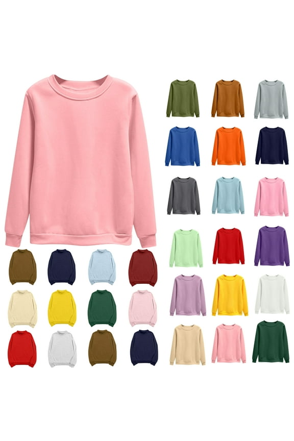 Sweatshirts for Women Plus Size,Women's Oversized Round Neck Sweatshirts Long Sleeve Turtleneck Velvet Sweatshirt 02-Pink_M