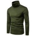 thumbnail image 1 of Vibrex Turtleneck Sweater for Men Solid Turtleneck Casual Pullover Warm T-shirt Long Sleeve Pullover Sweaters Mock Neck Knitted Sweater Basic Slim Tops, 1 of 4