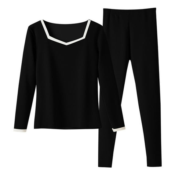 Vibrex Two Piece Set for Women Fall and Winter Solid Color Long Sleeved Top Slim Pants Warm Suit Crewneck Sweatshirts Base Layer Women Cold Weather Soft Fitted Thermal Underwear Set Plus Size