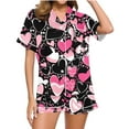 thumbnail image 1 of Vibrex Valentine's Day Summer 2 Pack Womens Pajamas Set Button Down Print Sleepwear Short Sleeve Comfy Pjs Loungewear Set Home Wear Pajama Set, 1 of 5