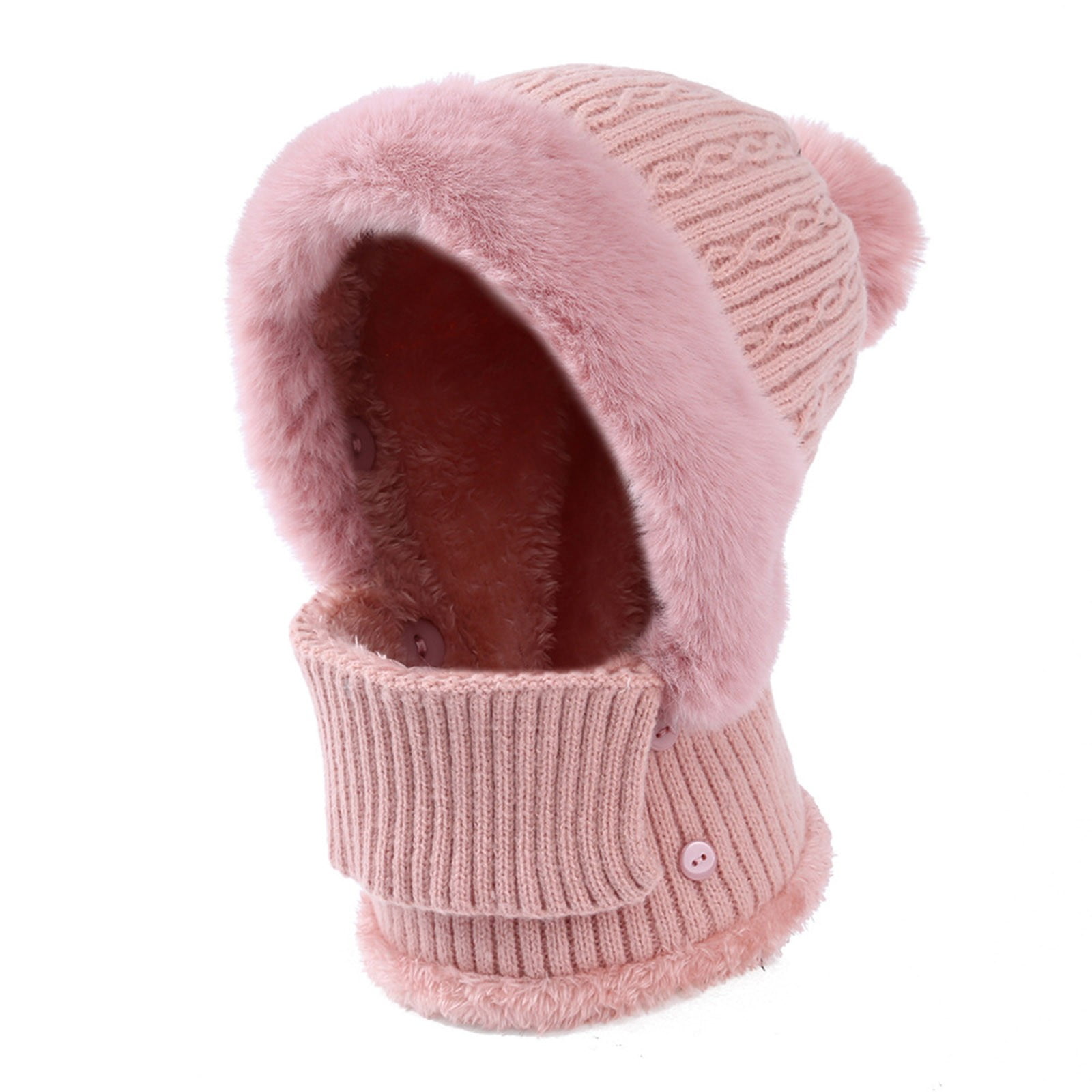 Vibrex Warm Fleece Ski Face MaskSolid Color-layer Hat Outdoor Sports Cycling Ski Hat Warm Neck Protection Head Cover Face Mask Pink