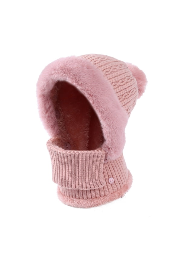 Warm Fleece Ski Face MaskSolid Color-layer Hat Outdoor Sports Cycling Ski Hat Warm Neck Protection Head Cover Face Mask Pink