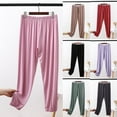 thumbnail image 1 of Women Plus Size Pants Plus Size Women's Four Season Casual Solid Color Drawstring Loose Fitting Home Clothes Pants, 1 of 10