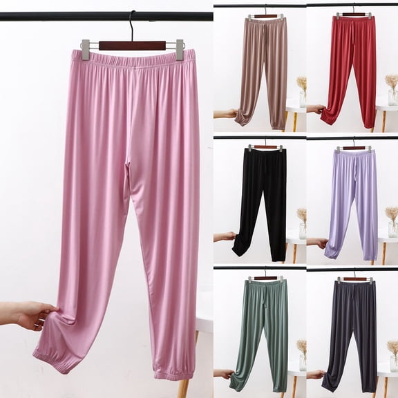 Women Plus Size Pants Plus Size Women's Four Season Casual Solid Color Drawstring Loose Fitting Home Clothes Pants