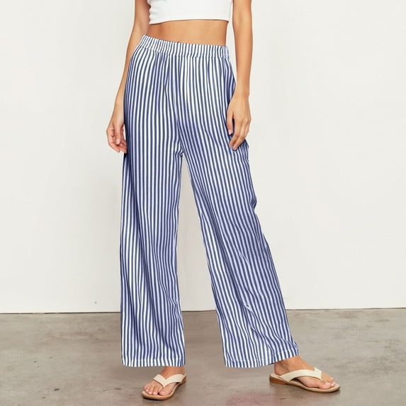 Women Plus Size Pants Women's Stylish Casual Everyday Striped Trousers