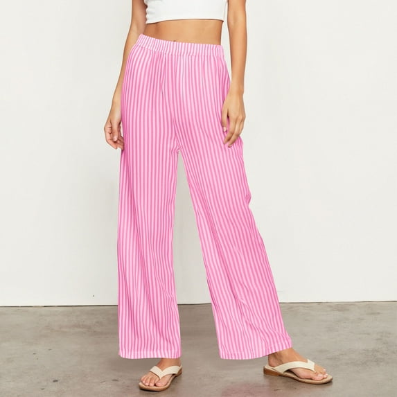 Women Plus Size Pants Women's Stylish Casual Everyday Striped Trousers