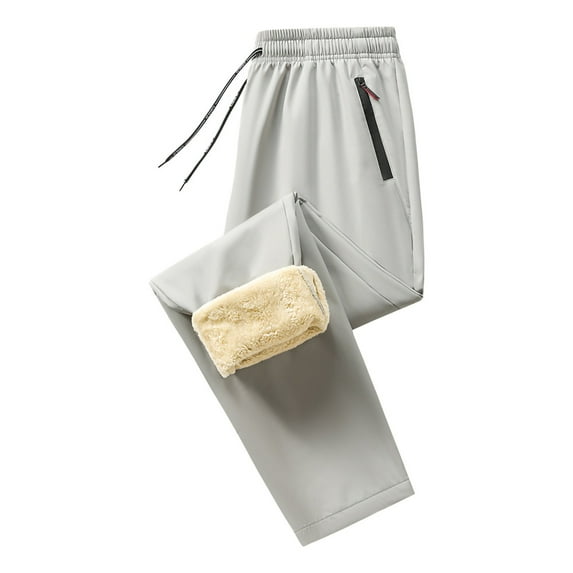 Vibrex Winter Outdoor Pants Men's Warm Pants Solid Color Lamb Fleece Casual Versatile Pants with Zipper Pocket Stretch Travel Pants Women Hiking Pants Workout Breathable Drawstring Pants for Men