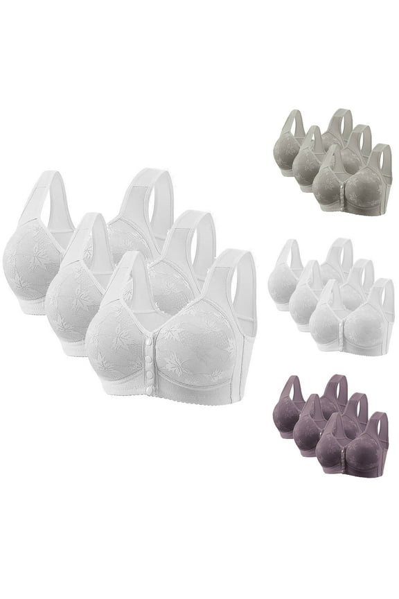 Wireless Bras Women's Non Magnetic And Non Steel Ring Gathered Bra With Thin Cup And Adjustable Lace Bra Underwear Gathered Style_White_XS