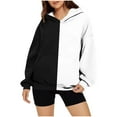 thumbnail image 1 of Vibrex Women Hoodies Long Sleeve Oversized Hooded Sweatshirt Color Block Crop Top Shirt Workout Pullover with Pocket Women's Casual Long Sleeve Colorblock Pullover Hoodie Sweatshirt Top, 1 of 4