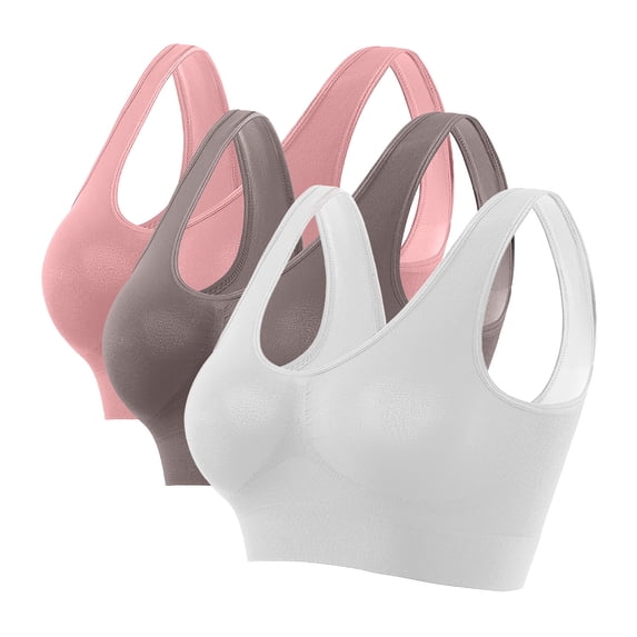 Vibrex Women Seamless Sports Bra Wirefree Yoga Bra with Removable Pads Wireless Bras for Women No Underwire Full Support Push Up Sports Bras Comfortable Full Coverage Plus Size T-Shirt Bra