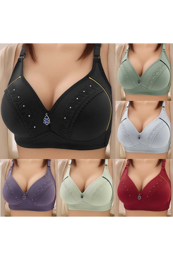 Women's Bra Woman's Embroidered Glossy Comfortable Breathable Bra Underwear No Rims Women's Jelly Bras Comfort Style_Black_36