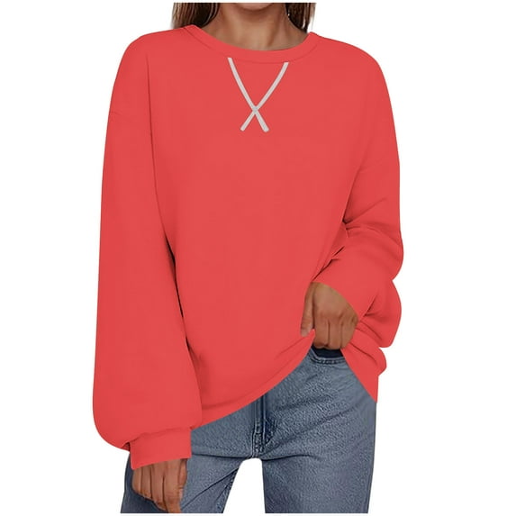 Vibrex Women's Crew Neck Sweatshirts for Women Print Long Sleeve Hoodless Pullover Casual Loose Sports Shirt Comfortable Round-Neck Sweatshirt Womens Oversized Sweatshirt Fall Pullover Tops