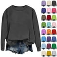thumbnail image 1 of Vibrex Women's Crewneck Sweatshirt, Loose Fit Long Sleeve Basic Top for Casual Loungewear, Soft Solid Color Pullover, 1 of 6