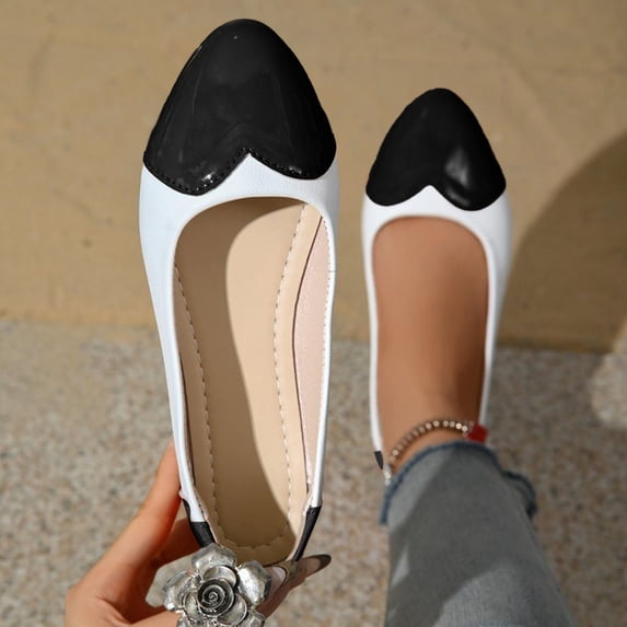 Vibrex Women's Fashion Casual Spring And Summer Style Print Flat Heel Pointed Toe Flat Shoes Shallow Mouth Shoes Women's Sandals Perfect For Travel,Daily,Vacations,Part,Dates,Work_Black_6.5