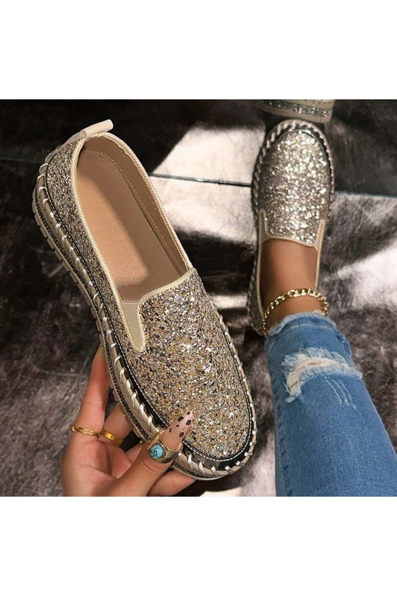 Women's Fashion Casual Style Solid Color Commuting Business Sequined Toe Shoes Sandals Women's Sandals Perfect For Travel,Daily,Vacations,Part,Dates,Work_Gold_5