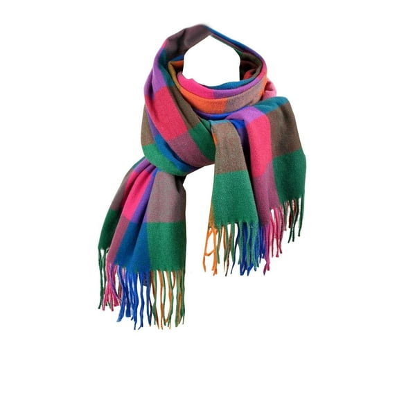 Vibrex Women's Fashion Scarves Long Shawl Winter Thick Warm Knit Large Plaid Scarf Women's Fringe Scarf Winter Scarf for Women Windproof Warm Tassel Scarves Plaid Long Shawl for Cold Weather