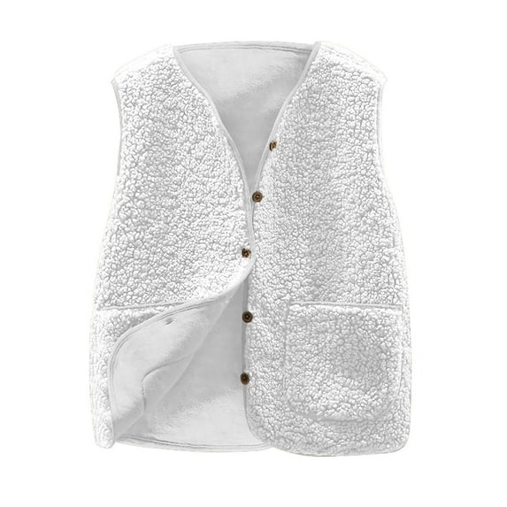 Vibrex Women's Fleece Vests Button Warm Sleeveless Coat Vest Fall Fuzzy Lightweight Jackets Winter Soft Outerwear with Pockets Sweater Vest Work Womens Casual Oversized Warm Button Down Vest Jacket