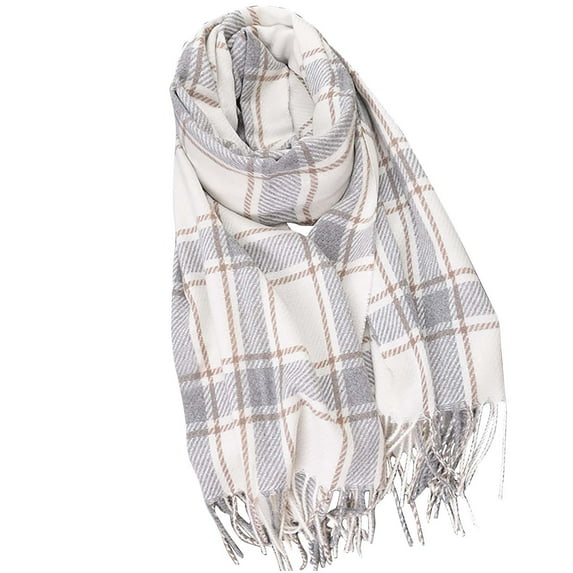 Vibrex Women's Fringe Scarf Winter Scarf for Women Windproof Warm Tassel Scarves Plaid Long Shawl for Cold Weather Women's Fashion Scarves Long Shawl Winter Thick Warm Knit Large Plaid Scarf