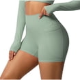 thumbnail image 1 of Vibrex Women's High Waist Yoga Shorts with Pockets, Solid Color Stretchy Athletic Workout Shorts, Slim Fit Casual Summer Active Bottoms,Green_S, 1 of 9