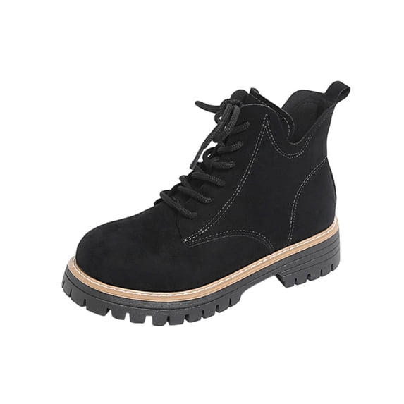 Vibrex Women's Lace Up Boot Comfortable Non Slip Classic Causal Work Shoes for Daily Office Women's Fall Winter Solid Color Round Toe Ankle Boots