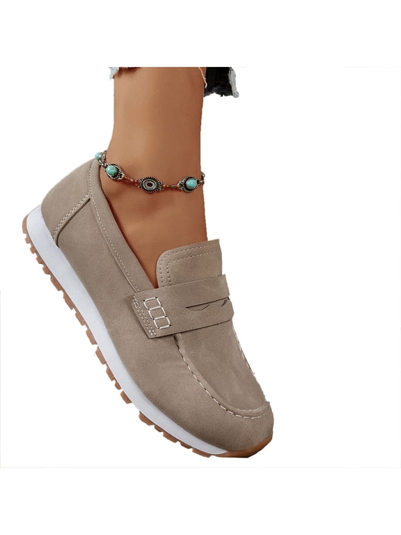 Women's Loafers Casual Slip-Ons Comfortable Walking Flats Shoes Women's Casual Plus-Size Shoes Spring Summer Trendy Loafers Soft Running Shoes