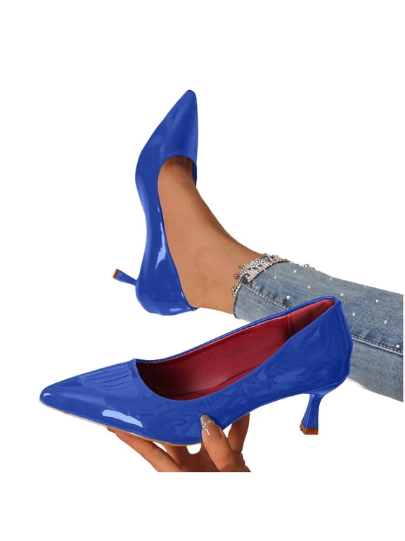 Women's Low Heel Pumps Fashion Solid Color Shallow Mouth Pumps Shoes Pointed Toe Slip-on Classic Pumps for Partying Wedding