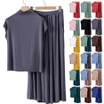 thumbnail image 1 of Vibrex Women's Modal Loungewear Set – Soft Solid Color Short Sleeve & Shorts Pajama Set for Sleep & Lounge, 1 of 7