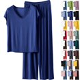 thumbnail image 1 of Vibrex Women's Modal Loungewear Set – Soft Solid Color Short Sleeve & Shorts Pajama Set for Sleep & Lounge, 1 of 7