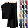 thumbnail image 1 of Vibrex Women's Modal Loungewear Set – Soft Solid Color Short Sleeve & Shorts Pajama Set for Sleep & Lounge, 1 of 7
