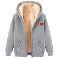 thumbnail image 1 of Vibrex Women's Sherpa Lined Hoodies Full Zip up Fleece Sweatshirts Fall Winter Warm Jacket with Pockets Gray_M, 1 of 7