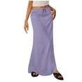 thumbnail image 1 of Vibrex Women’s Solid Color High Waist Elastic Long Skirt Comfortable Skirt for Women Casual Fashionable Skirt Ladies Fashion Women Elastic Waist Drawstring Long Skirt Soft Fall Stretchy Skirt, 1 of 5