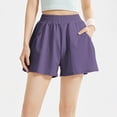 thumbnail image 1 of Vibrex Women's Solid Color Sports Shorts Casual Running Outdoor Fitness Pants High Waist And Hip Lift Home Shorts Women's Athletic Shorts Perfect For Home,Travel,Walks,Vacations._Purple_S, 1 of 5