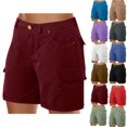 thumbnail image 1 of Seffadzy Women's Summer 6-Inch Cargo Shorts Women's Solid Color Hip Lift Fitness High Waist Stretch Exercise Yoga Pants Women's Athletic Shorts For Home,Travel,Walks,Workouts,Vacations_Wine_2XL, 1 of 5