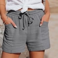 thumbnail image 1 of Vibrex Women's Summer Shorts Women's Fashion Casual Pocket Solid Elastic Waist Drawstring Short Pants Women's Loose-Fit Shorts_Gray_5XL, 1 of 8