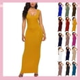 thumbnail image 1 of Vibrex Women's Summer Sleeveless Scoop Neck Solid Maxi Dress - Stretchy Bodycon Long Dress for Daily, Beach, Date Night & Casual Outings,Yellow_S, 1 of 5
