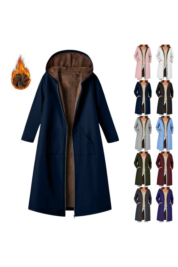 Women's Zip Up Hoodies Oversized Women's Long Sleeved Composite Velvet Hooded Casual Long Jacket/jacket Long Windproof Jacket Casual Fall Jacket Coat with Pocket