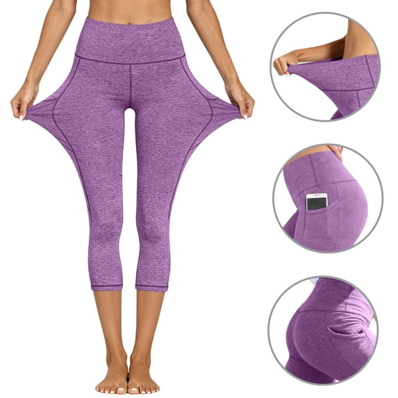 Vibrex Womens Capri Leggings,Womens High Waisted Pocket Tummy Control Yoga Pants 7/8 Length Quick Dry Capri Yoga Pants for Women, Freed Shipping