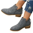 thumbnail image 1 of Vibrex Womens Casual Boots Women's Fashion Spring Fall Short Boots Solid Color Pointed Toe Back Zipper Thick Heel Low Heel Ankle Boots Casual Short Boots Comfortable Ankle Booties Trendy, 1 of 8